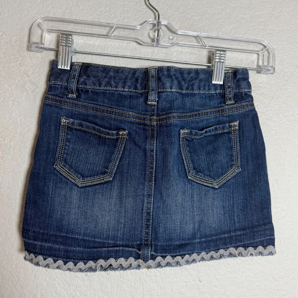Old Navy Girls Texas A&M Aggies Denim Mini Skirt Dark Wash Size 7 Heart Patches